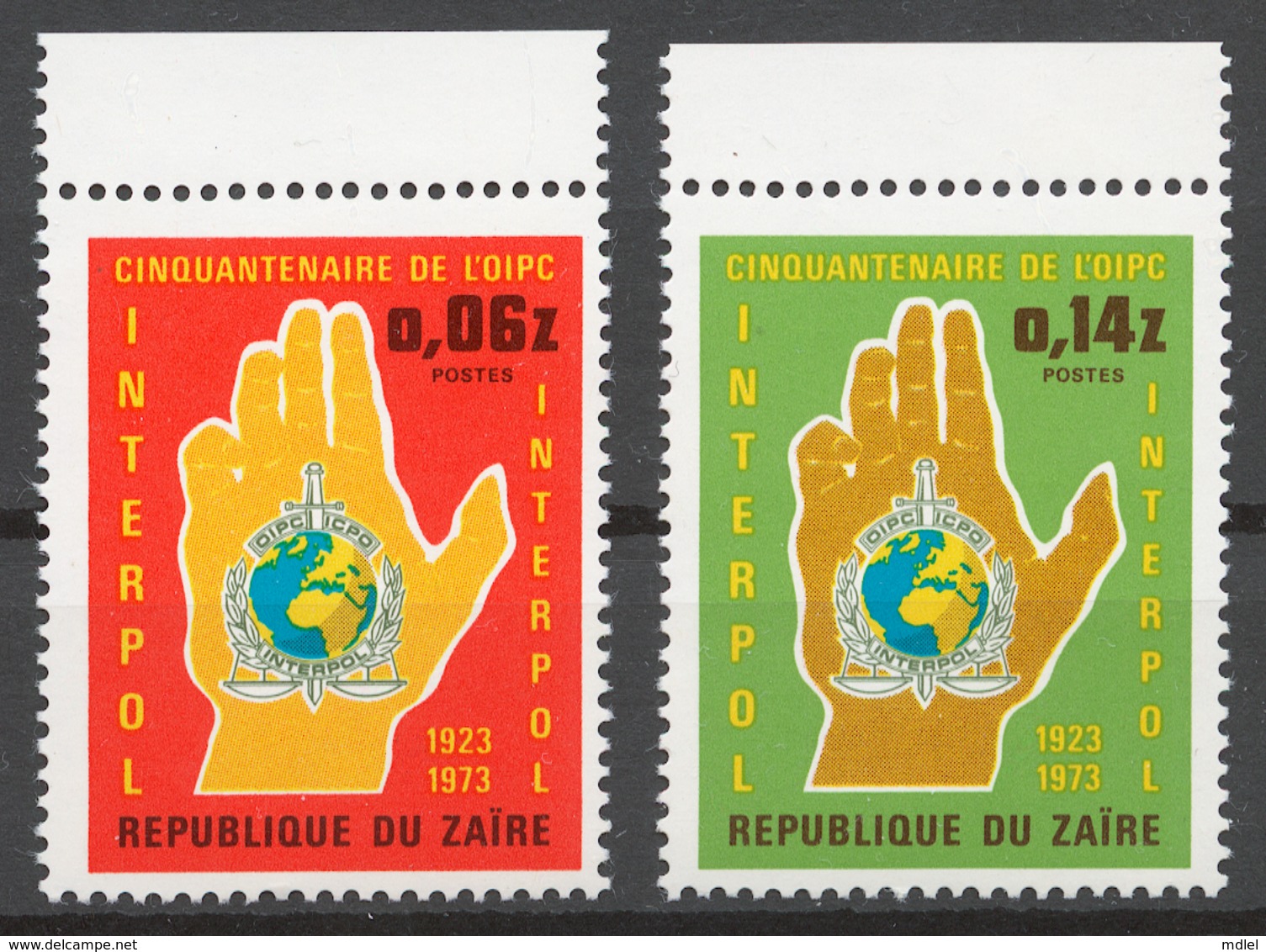 Zaire 1973 Mi# 482-83** INTERPOL, 50th ANNIV. - Unused Stamps