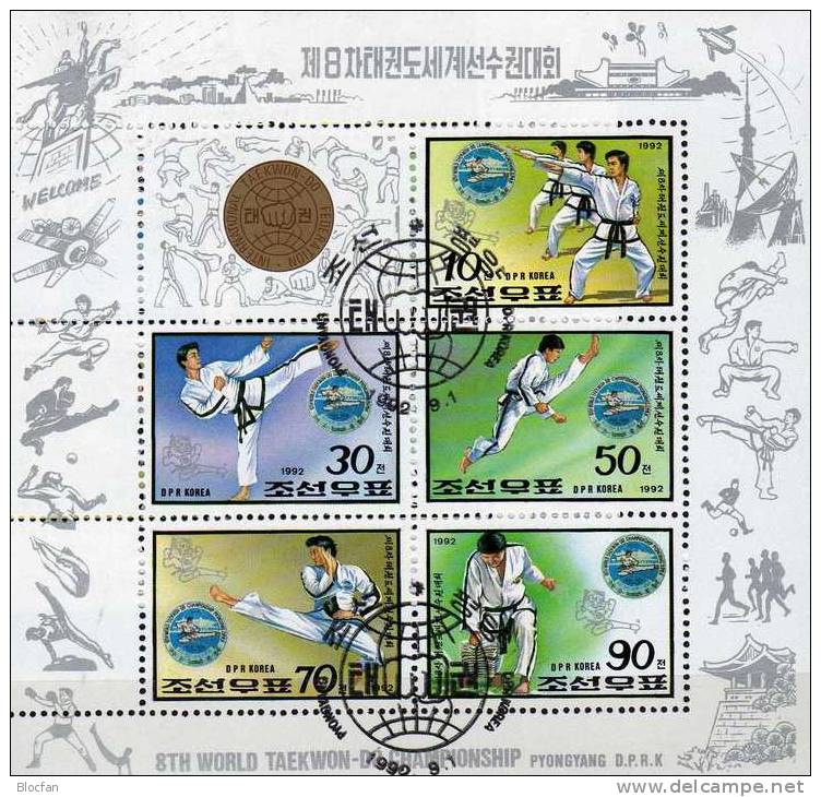 Teakwondo Kampfsport Asiens 1992 Korea 3334/8 6-KB A Plus 6-KB C O 11€ Schlag-Technik Championat Sport Sheetlet Of Corea - Escalada