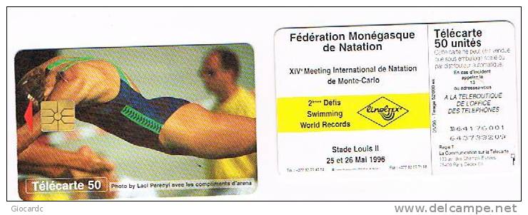 MONACO - OFFICE TELEPHONE (CHIP) - 1996 14^ MEETING INTERNATIONAL DE NATATION (SWIMMING)         - USED - RIF. 3903 - Sport