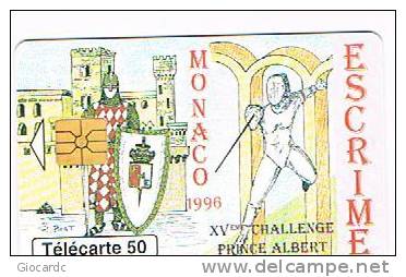 MONACO - OFFICE TELEPHONE (CHIP) - 1996 ESCRIME: 15^ CHALLENGE PRICE ALBERT "SABRE"      - USED -  RIF. 3899 - Sport