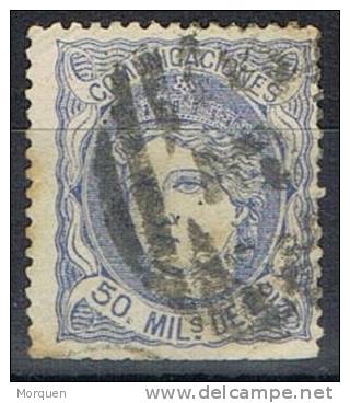 Sello 50 Milesimas Alegoria 1870, Cadiz Parrilla Cifra 3, Num 107 º - Used Stamps