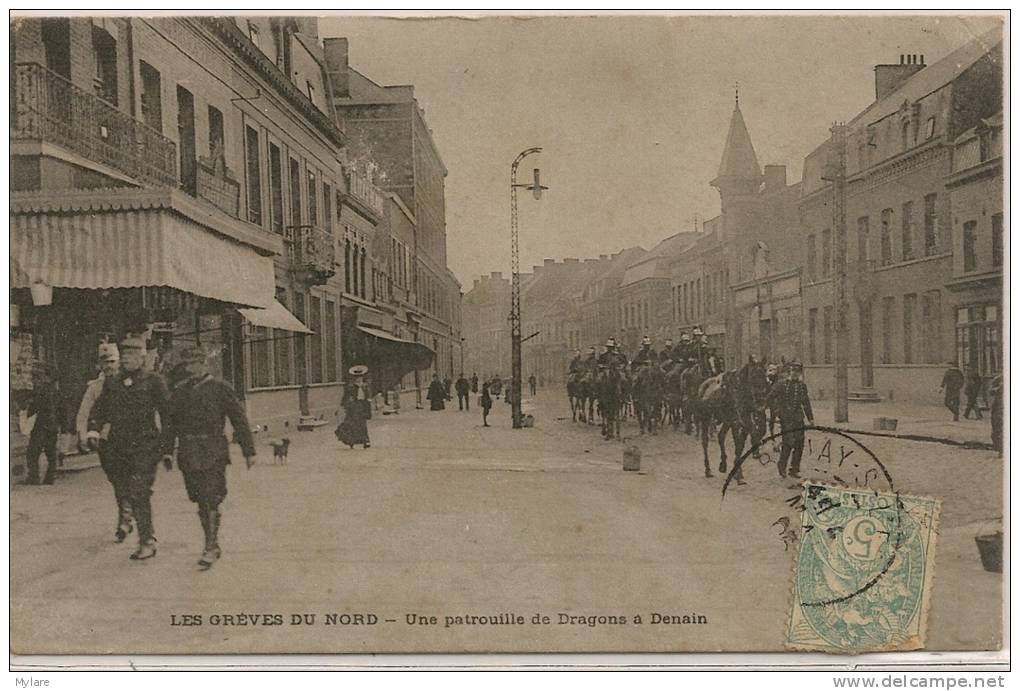 Cpa59 Denain Les Grèves Patrouille De Dragons - Denain