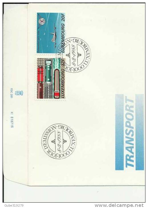 LUXEMBOURG 1988- CONF.  EUROPEENNE MINISTERES TRANSPORT W//2 STAMPS MICHEL 1194/1195 POSTMARK FEB  8,198 RE:139 1/2 - FDC