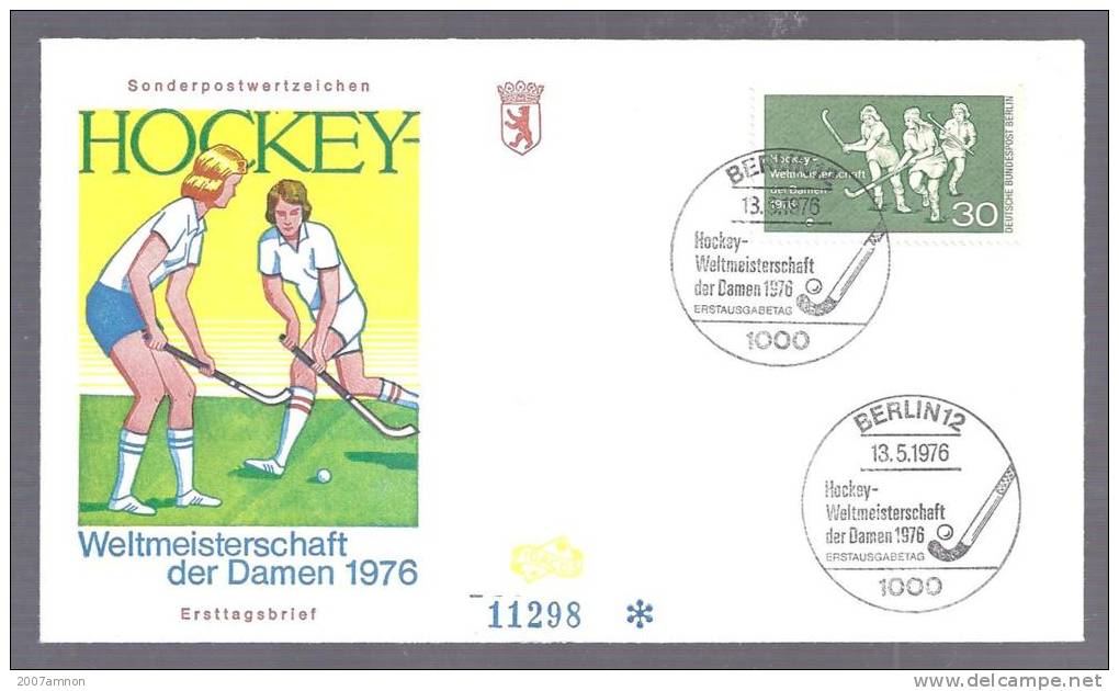GERMANY BERLIN 1976 SPORT HOCKEY SPEC CACET COVER SERIAL NO WITH SPEC POSTMARK - Hockey (Veld)
