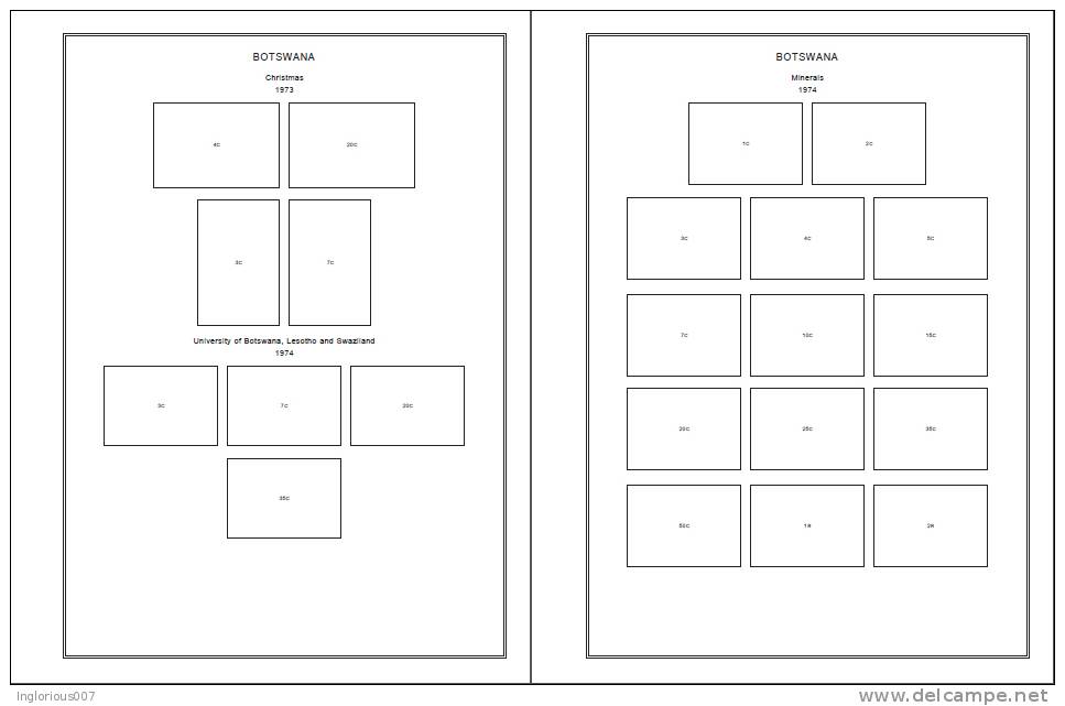 BOTSWANA STAMP ALBUM PAGES 1966-2009 (126 Pages) - Anglais