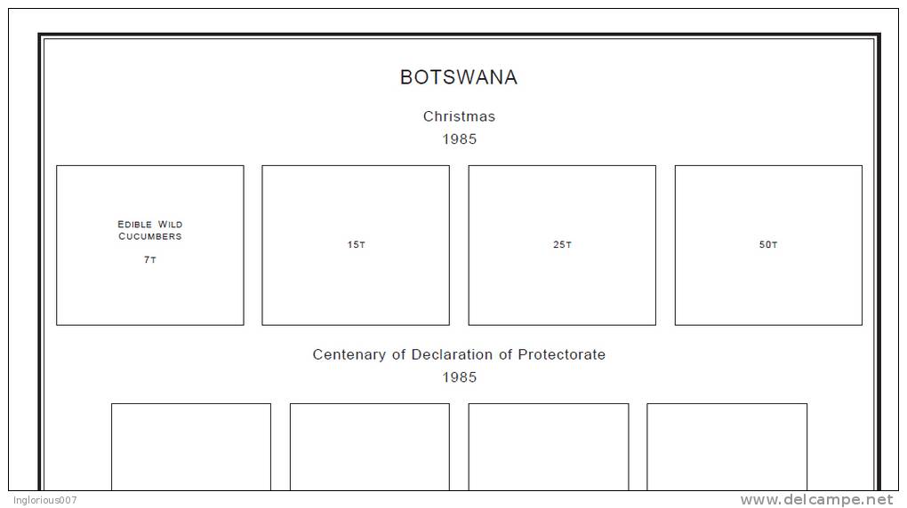 BOTSWANA STAMP ALBUM PAGES 1966-2009 (126 pages)