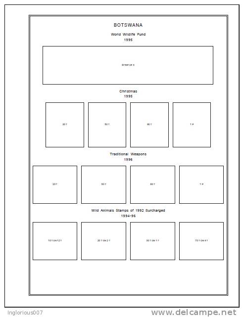 BOTSWANA STAMP ALBUM PAGES 1966-2009 (126 pages)