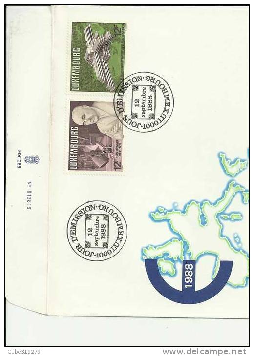 EUROPEAN COMMUNITY 1988 - LUXEMBOURG -MONNET - BANQUE EUROPEENNE W//2 STAMPS MICHEL 1207/1208 POSTM SEP 12, 1988 RE:140 - Comunità Europea