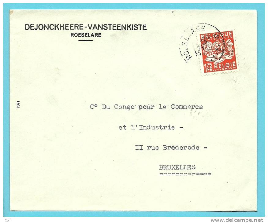 763 Op Brief Met Stempel ROESELARE   (VK) - 1948 Export