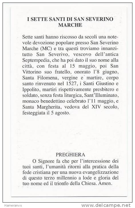 Santino I 7 Santi Di San Severino Marche - Holy Card - Image Pieuse - Andachtsbilder - Images Religieuses