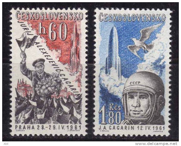 Tchécoslovaquie 1961 N°Y.T. ;  PA.51 Et 52** - Poste Aérienne