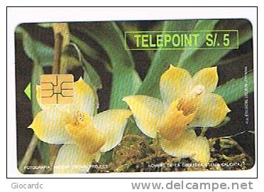 PERU'  - TELEPOINT  (CHIP) - FLOWERS: ORCHID (STENIA CAUDATA)       - USED  -  RIF. 2027 - Fiori