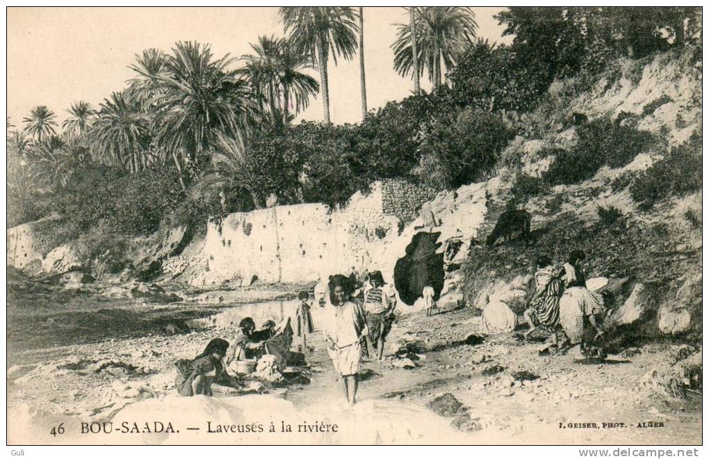 Afrique-Algérie (M´Sila) BOU-SAADA- Laveuses à La Riviére ( Année 1921  - Editions: J.Geiser Alger N° 46.)   *PRIX FIXE - M'Sila