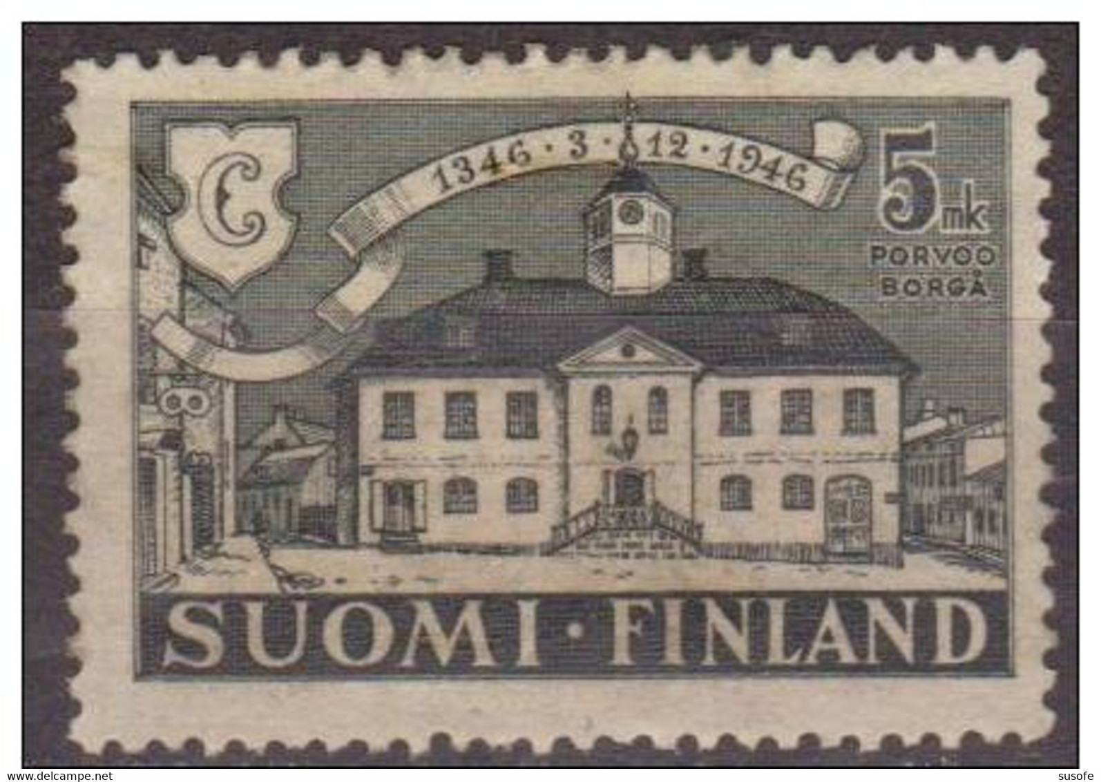 Finlandia 1946 Scott 254 Sello º Antiguo Ayuntamiento Porvoo Michel 331 Yvert 317 Postimerkki Suomi Stamp Finland - Used Stamps