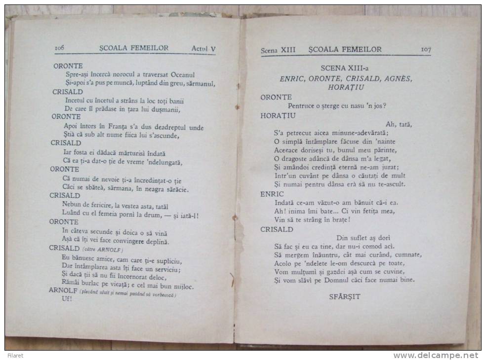 MOLIERE-LES FEMMES L" ECOLE/WOMAN S SCHOOL-ROUMANIAN VERSION,1922 - Teatro