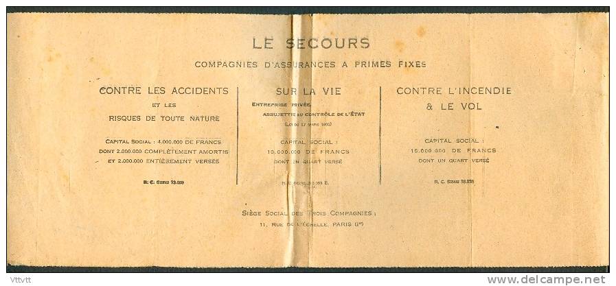 1926 : Reçu Compagnie Le Secours, Assurance, Entreprise De Menuiserie, Compiègne, Accidents Du Travail, Cuise-la-Motte - Bank & Insurance