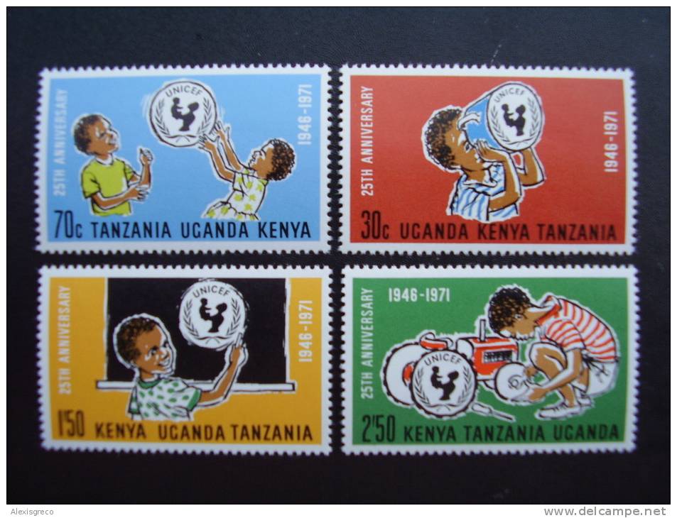 KUT 1972 25th.Anniv Of UNICEF Issue 4 Values To 2/50  MNH. - Kenya, Ouganda & Tanzanie