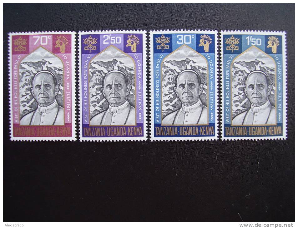 KUT 1969 VISIT Of POPE PAUL VI To UGANDA Issue 4 Values To 2/50  MNH. - Kenya, Uganda & Tanzania