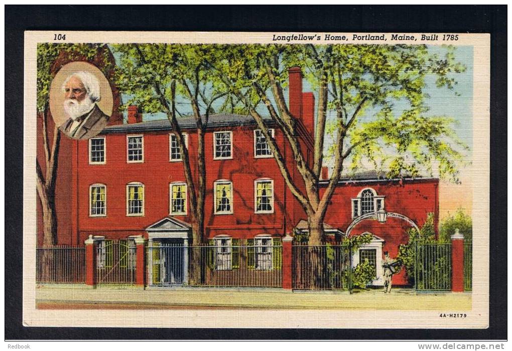 RB 801 - Early Postcard - Longfellow's Home Portland Maine USA - Poetry Poet Theme - Portland