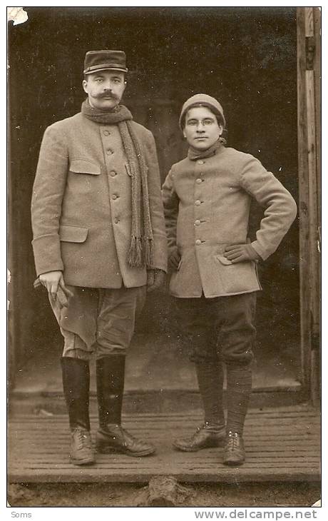 Cpa Carte-photo De Deux Prisonniers Du Camp De Schneidemühl En Posnanie, 276e RI, Paris - Guerra 1914-18