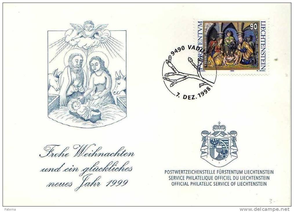 Tarjeta , Navidad Vadu1998,  Liechtenstein - Covers & Documents