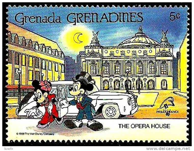 Granada Granadinas 1989 Scott 1061 Sello ** Walt Disney Opera House Paris Mickey Y Minnie 5c Grenada Grenadines Stamps - Disney