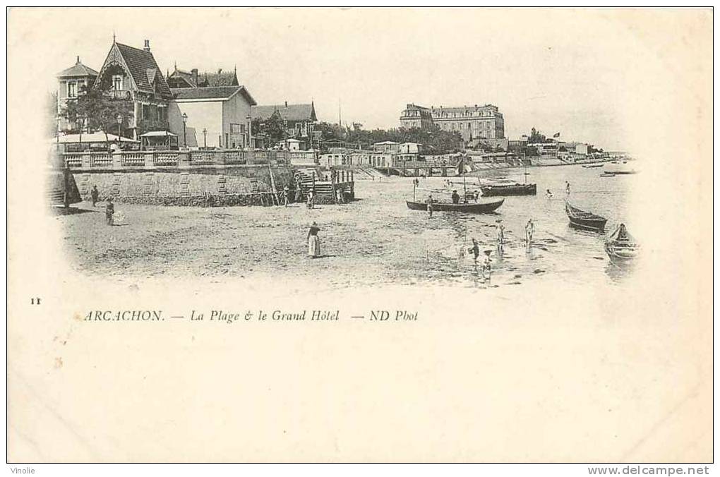 Gironde  : Réf : A 11: 588 : Arcachon La Plage Et Grand Hôtel - Arcachon