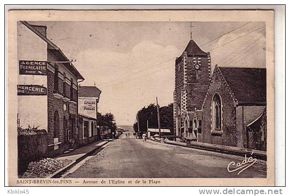 44 SAINT BREVIN LES PINS - Avenue De L´Eglise Et De La Plage - Animé Magasins EPICERIE DU MARCHE , MERCERIE Etc... - Saint-Brevin-les-Pins