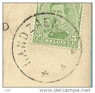 137 Op Kaart Met Sterstempel (Relais) Zonder Datummiden Van * HANDZAEME * (noodstempel) !!!!!!!!!!!! - Foruna (1919)