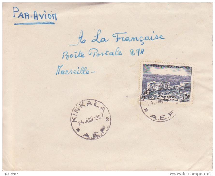 KINKALA ( PETIT BUREAU ) CONGO - 1957 - A.E.F - COLONIES - HOPITAL DE BRAZZAVILLE - LETTRE - Cartas & Documentos