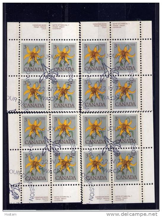 CANADA 1979, # 783,  PL  BLOCK , DEFINITIVES: FLOWERS   FIRST DAY CANCEL IN WINNIPEG - Blocs-feuillets