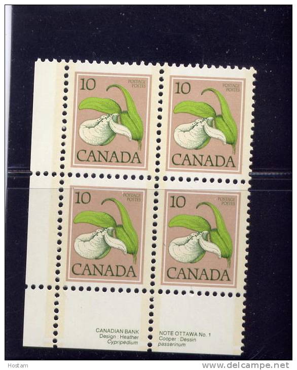 CANADA 1978, # 711, PL 1  BLOCK LL  , DEFINITIVES: FLOWERS  MNH - Blocs-feuillets