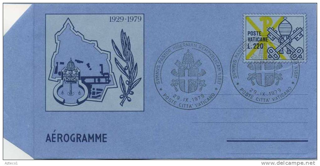 VATICANO  - AEROGRAMMA N. 13 - ANNO 1979  - ANNIVERSARIO - LIRE 220 - ANNULLO SPECIALE - Enteros Postales