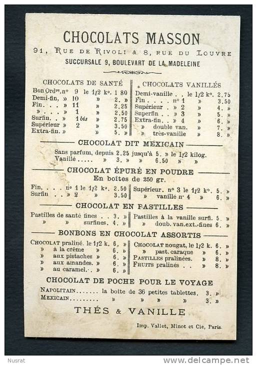 Chocolat Masson, Jolie Chromo Dorée Lith. Vallet Minot,  Thème Espagne, La Bonne Lame De Tolède - Sonstige & Ohne Zuordnung