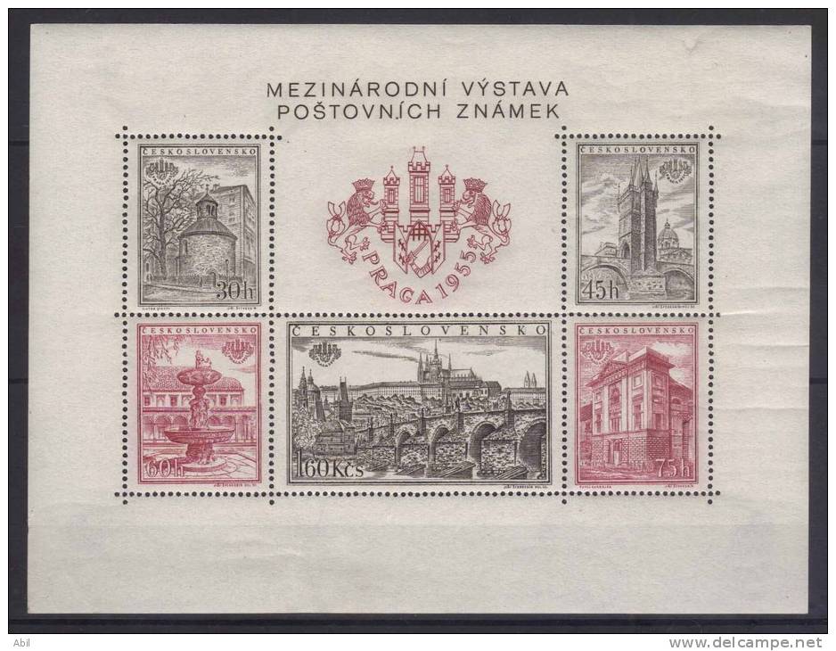 Tchécoslovaquie 1955 N°Y.T. ;  BL. 19* Grosses Charnières - Blocks & Sheetlets