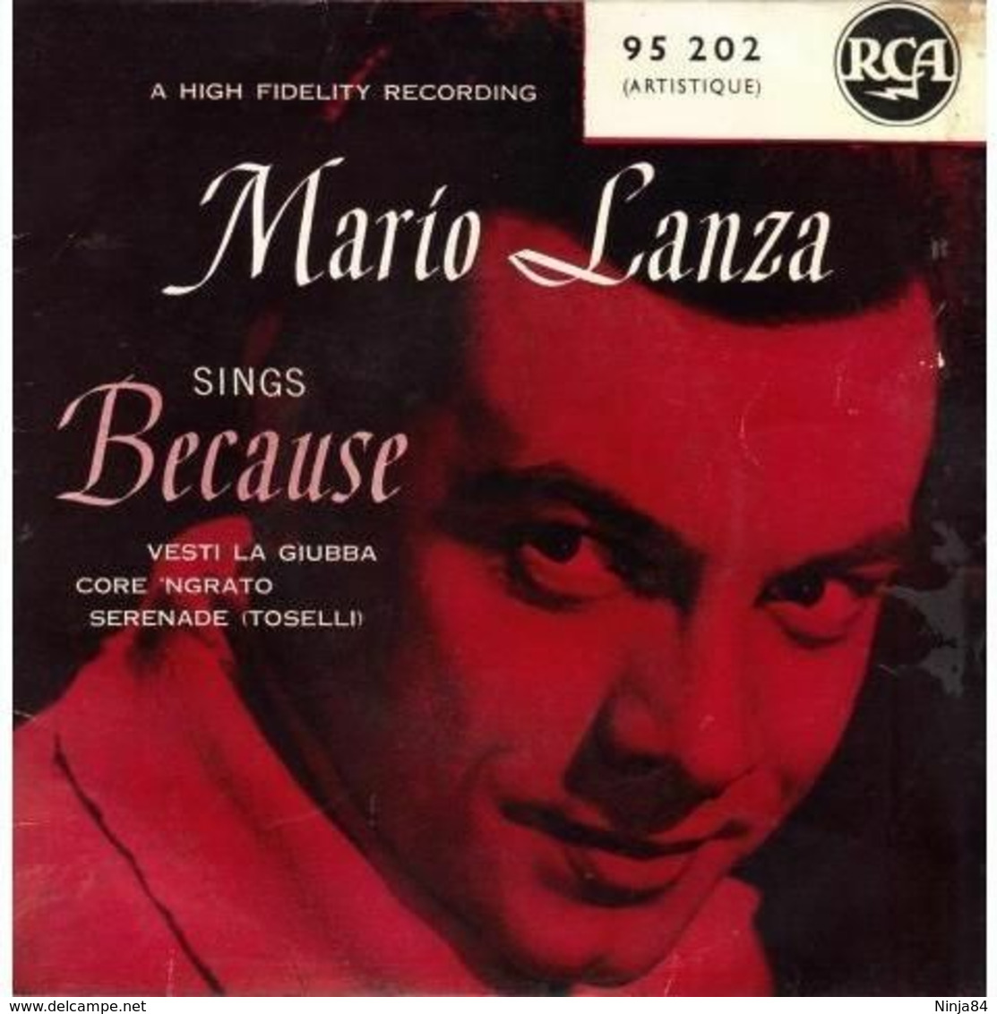 EP 45 RPM (7")  Mario Lanza  "  Because  " - Klassiekers