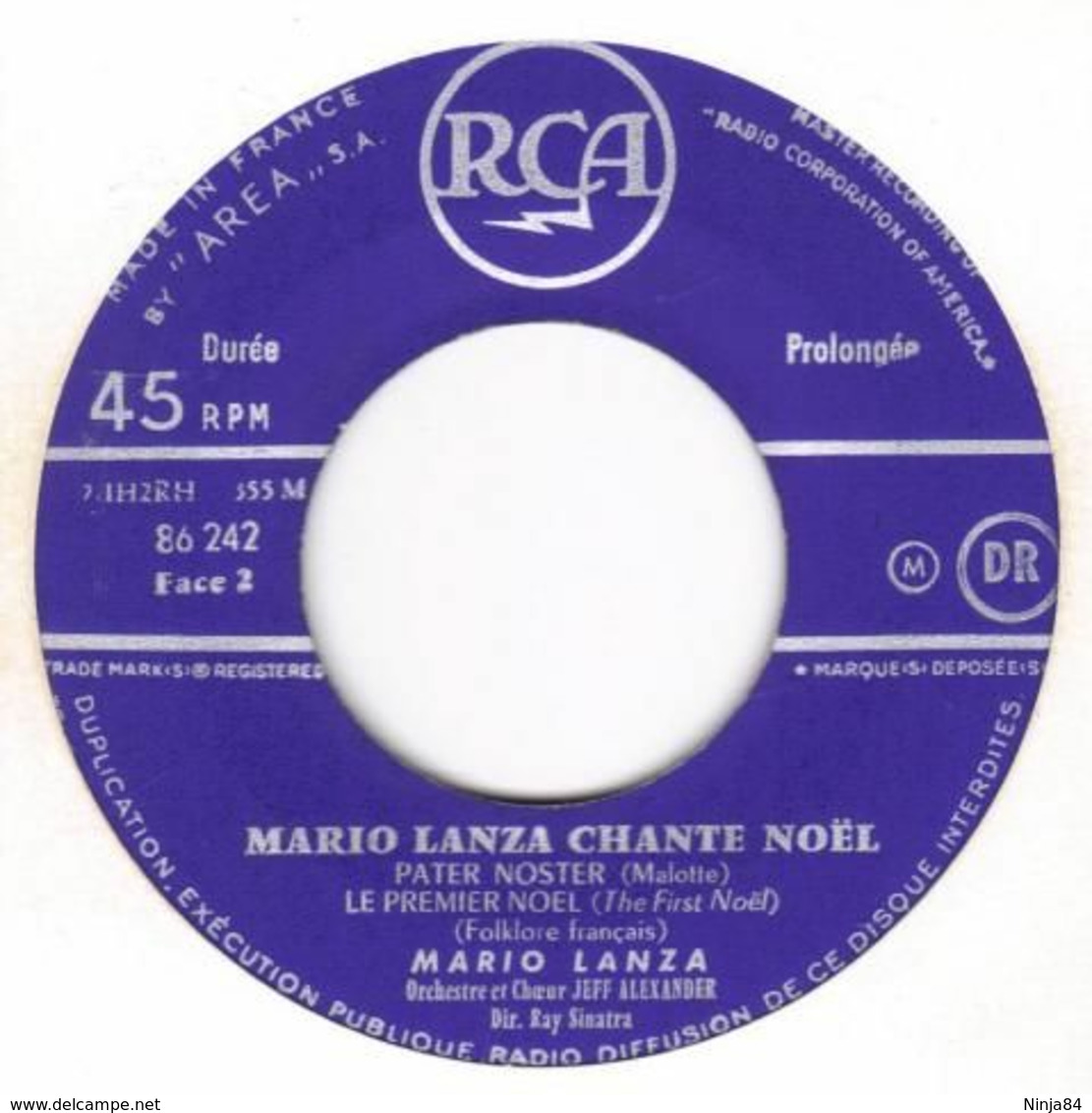 EP 45 RPM (7")  Mario Lanza  "  Chante Noël  " - Kerstmuziek