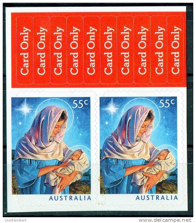 Australia 2011 Christmas 55c Mother &amp; Child Self-adhesive Pair With 10 'Card Only' Stickers MNH - Mint Stamps