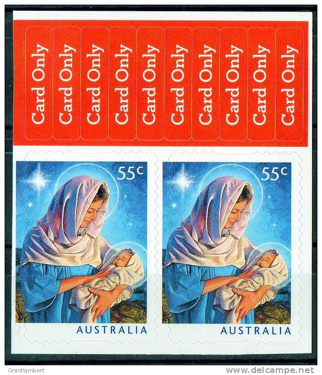 Australia 2011 Christmas 55c Mother &amp; Child Self-adhesive Pair With 10 'Card Only' Stickers MNH - - Mint Stamps