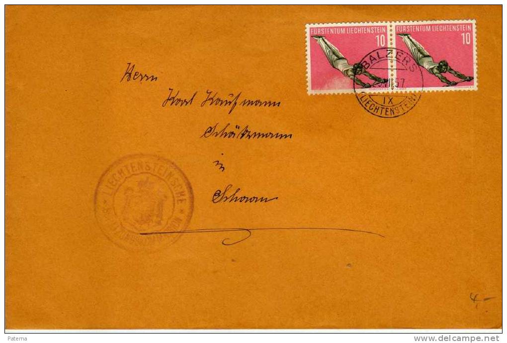 Carta, Oficial, Balzers 1957   Liechtenstein,  Cover - Covers & Documents