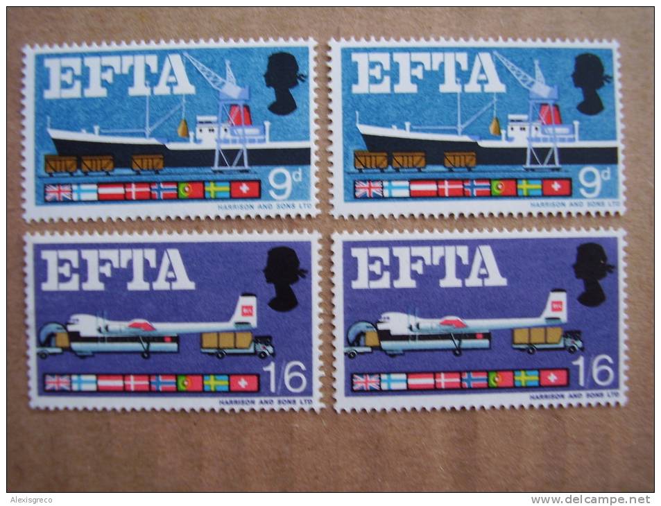 GB 1967  E.F.T.A.  Issue 20th.February  MNH Full Set TWO VALUES In Ordinary & Phosphor Form. - Unused Stamps