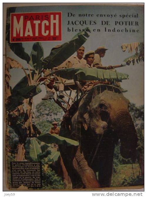 Paris Match 200 Jacques De POTIER à Dos D´éléphant Dans La Jungle Au Cambodge - Informations Générales