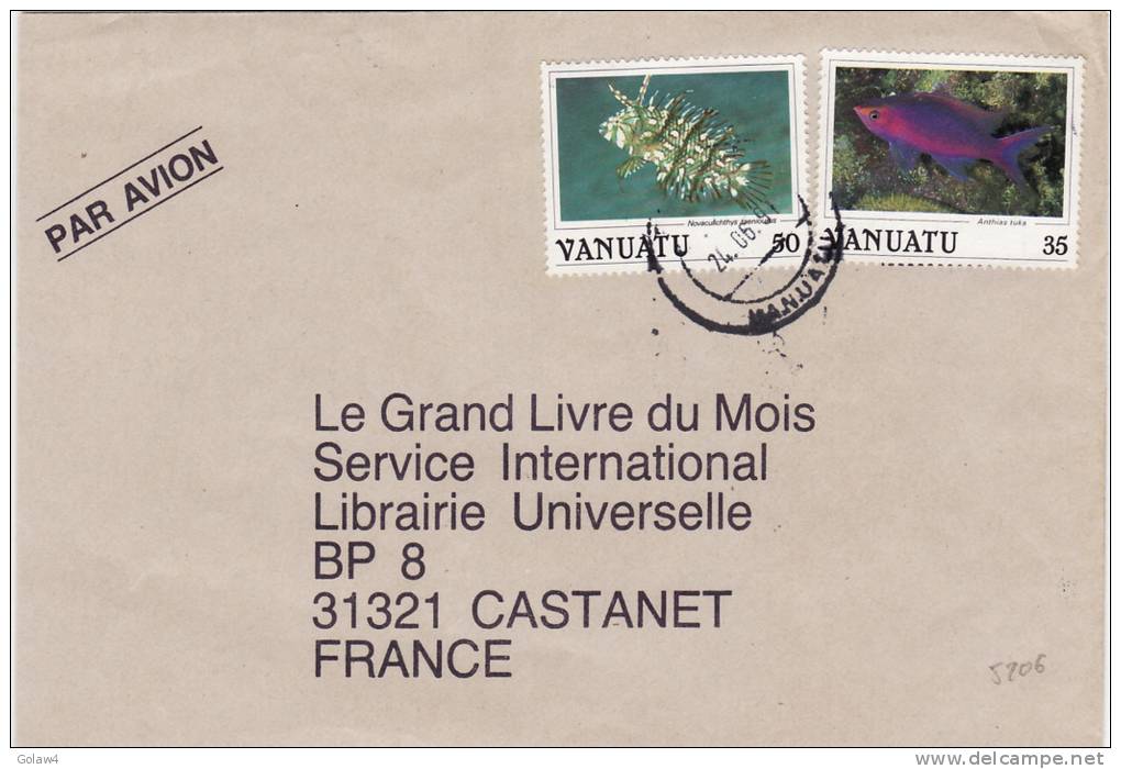 5206# VANUATU LETTRE PAR AVION 1991 Pour CASTANET HAUTE GARONNE - Vanuatu (1980-...)