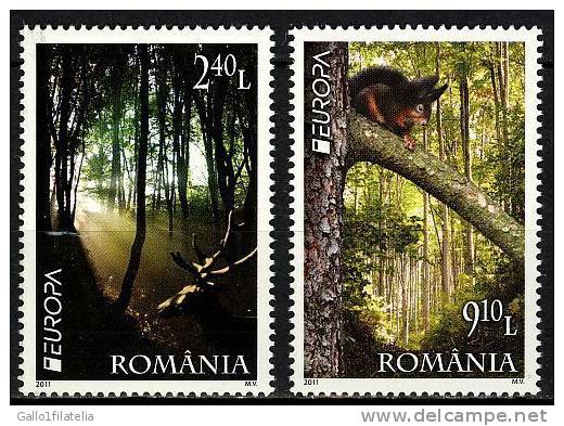 2011 - ROMANIA - EUROPA CEPT - LE FORESTE / THE FORESTS - 2 FOGLIETTI + 2 FRANCOBOLLI. MNH - 2011