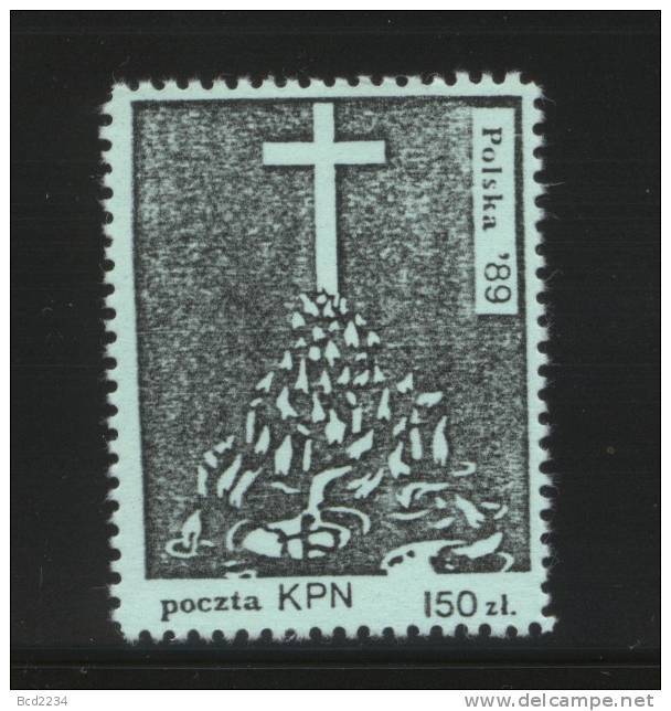 POLAND SOLIDARITY SOLIDARNOSC (KPN) 1989 CROSS ON GRAVE WITH CANDLES WW2 (SOLID0419/0509) - Etichette Di Fantasia