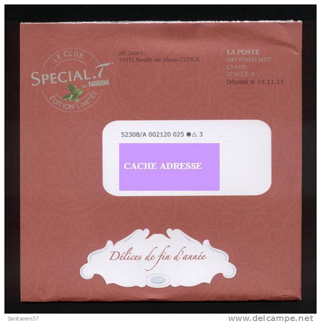 Enveloppe Envelope Champagne LE CLUB SPECIAL T THES TEAS NEUILLY SUR MARNE 14/11/2011DESTINEO FRANCE - Lettres & Documents