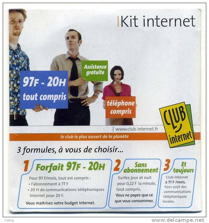 Kit De Connexion CLUB INTERNET 97 Francs 20 Heures - Kit De Conección A Internet