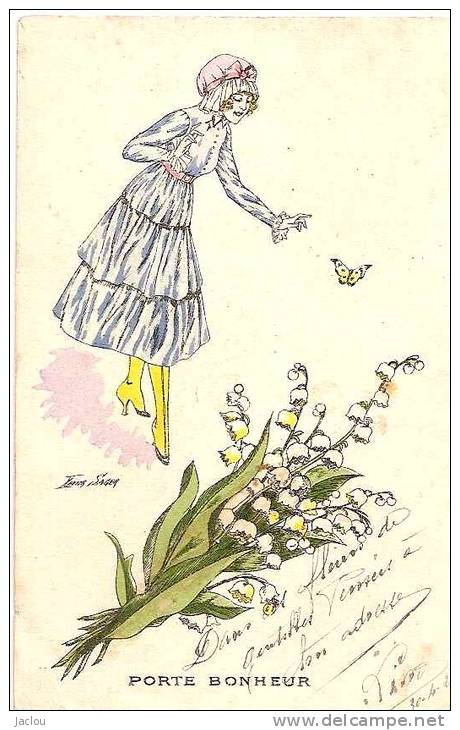 FANTAISIE PARISIENNE "JOLI MUGUET " ET PAPILLON PAR SAGER  REF 23906 - Sager, Xavier