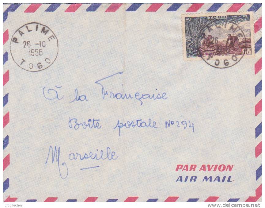 Palimé ( Kpalimé ) Région Plateaux Togo 1956 Afrique Colonie Française Lettre Par Avion Pour Marseille Marcophilie - Brieven En Documenten