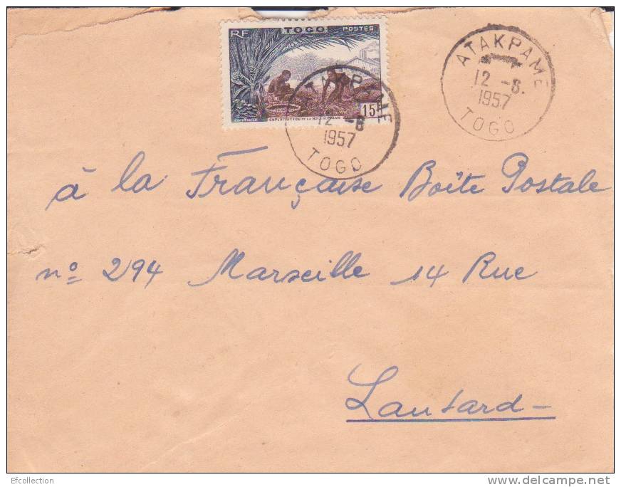 ATAKPAME Togo 1957 Afrique Colonie Française Lettre Par Avion Pour Marseille Marcophilie - Briefe U. Dokumente